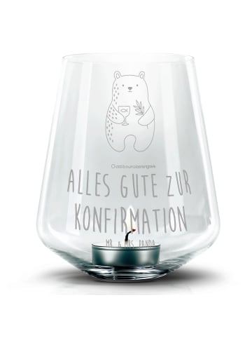 Mr. & Mrs. Panda Glas Windlicht Bär Konfirmation mit Spruch in Transparent