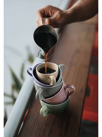 Seltmann Weiden 6er Set Milchkaffeetassen mit Untertassen Beat Color Glaze 350 ml in Fliederblau