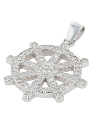Adeliás Damen Anhänger Steuerrad aus 925 Silber mit Zirkonia in weiß