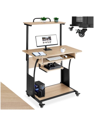 tectake Schreibtisch Fife 80 x 65,5 x 130,5 cm, Industrial Holz hell, Eiche Sonoma