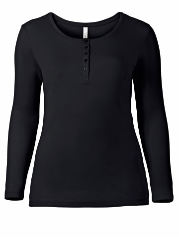 sheego Langarmshirt in schwarz