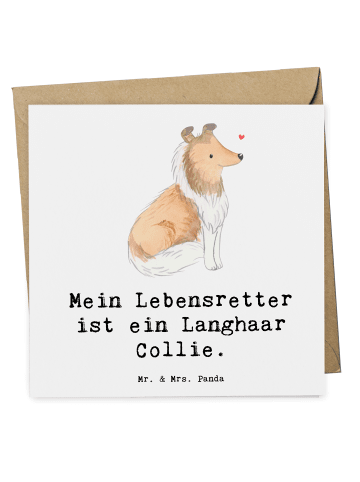 Mr. & Mrs. Panda Deluxe Karte Langhaar Collie Lebensretter mit S... in Weiß