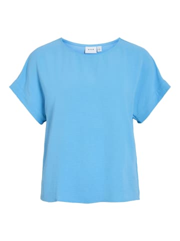 Vila Elegantes Kurzarm-T-Shirt mit Design in Blau-4
