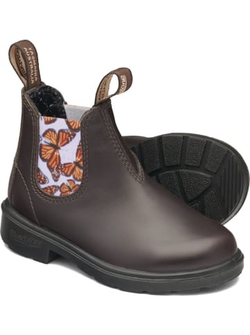 Blundstone Chelsea Boot "#2395 Brown Leather With Butterfly Lilac Elastic (Kids)" in Braun