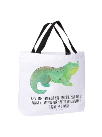 Mr. & Mrs. Panda Shopper Krokodil mit Spruch in Weiß