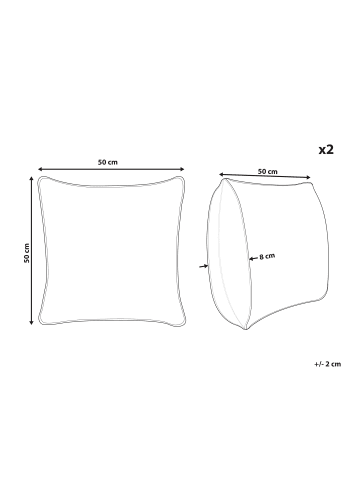 Beliani 2er-Set Dekokissen KANPAS in Grau/Weiß