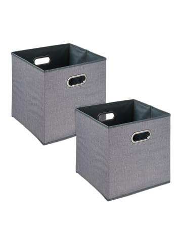 relaxdays 2 x Aufbewahrungsbox in Grau - (B)33 x (H)32 x (T)33 cm