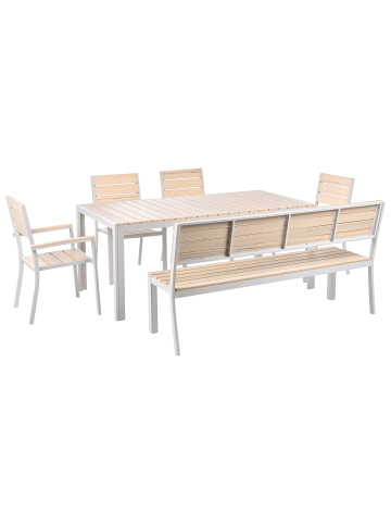 Beliani 6-tlg Gartentisch Set COMO/PRATO in Beige/Weiß
