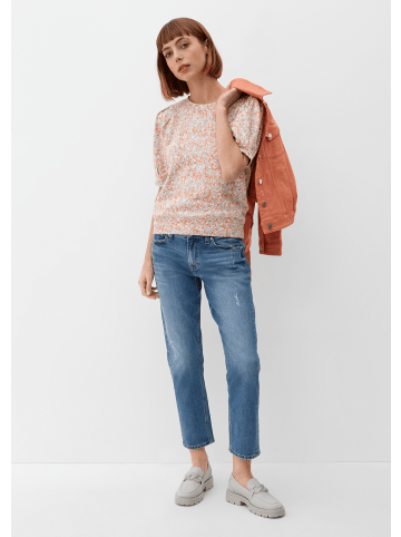 s.Oliver Sweatshirt kurzarm in Orange-mehrfarbig