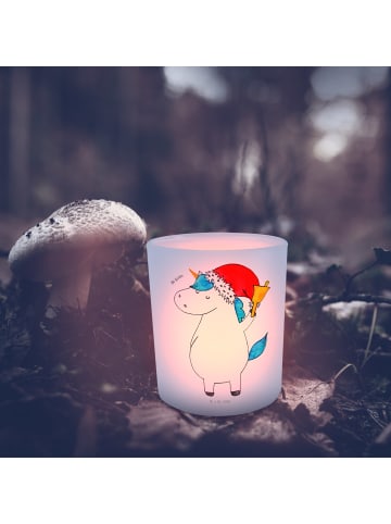 Mr. & Mrs. Panda Teelicht Glas Einhorn Weihnachtsmann ohne Spruch in Transparent