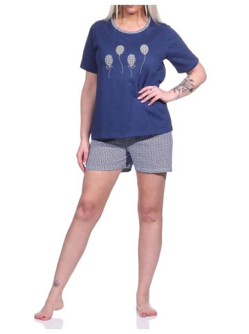 NORMANN Shorty kurze Pyjama Luftballon und print - 74324 in marine