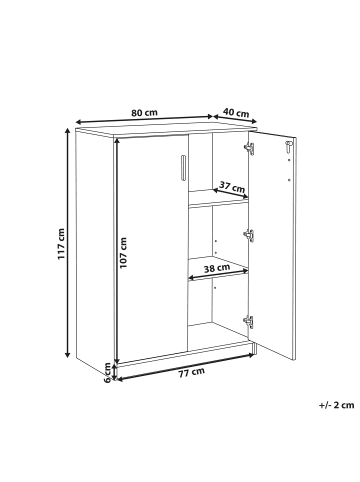 Beliani Büroschränke ZEHNA in Braun/Schwarz - (W) 80 x (H) 117 x (L) 40 cm