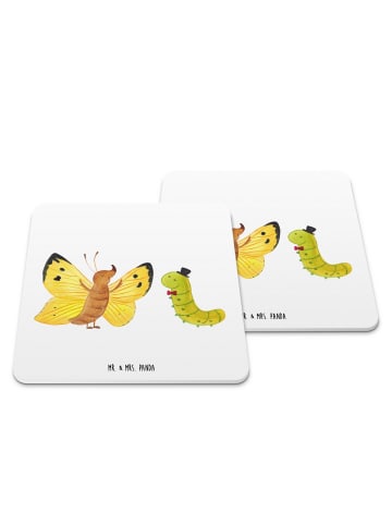 Mr. & Mrs. Panda Untersetzer Raupe Schmetterling ohne Spruch in Weiß