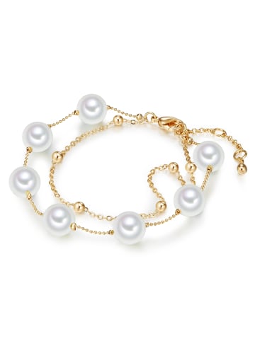 Lulu & Jane Armband Messing Muschelkernperle in gelbgold
