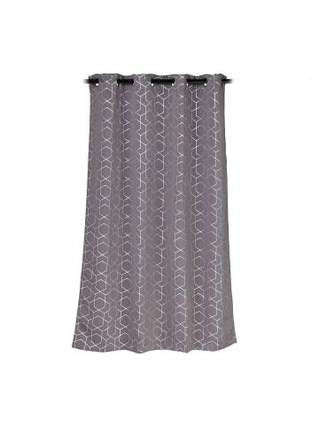 relaxdays 8 x Vorhang "Muster" in Grau/ Silber - (B)135 x (H)175 cm