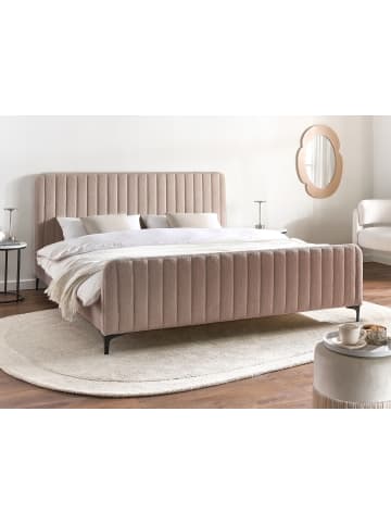 Beliani Doppelbett LUNAN in Beige/Schwarz - (W) 186 x (H) 101 x (L) 215 cm