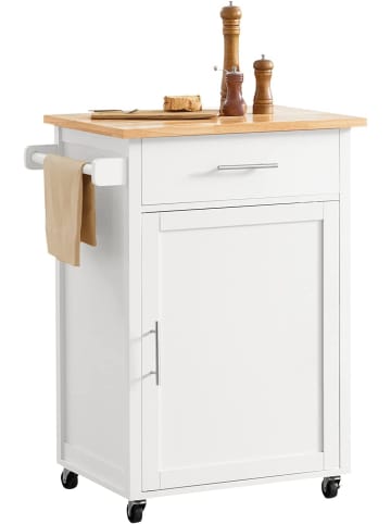 SoBuy Küchenwagen in Weiß und Natur - (B)68 x (H)90 x (T)46cm