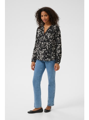 Kaffe Langarm-Bluse KAbeathe Regular fit in Black / Chalk Graphic
