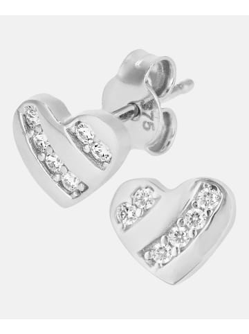 Vanlere Ohrstecker aus 375 Weißgold mit Zirkonia Herz-Design