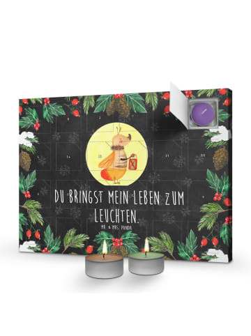 Mr. & Mrs. Panda adventskalender kerzen Glühwürmchen mit Spruch in Kreidetafel