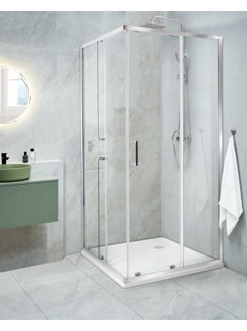 Beliani Duschkabine TELA in Transparent/Silber - (W) 90 x (H) 185 x (L) 90 cm