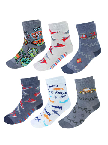 TupTam Kinder Socken Mädchen Jungen Bunt Gemustert 6er Pack in hellgrau