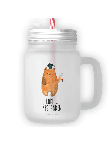 Mr. & Mrs. Panda Trinkglas Mason Jar Bär Prüfung mit Spruch in Transparent
