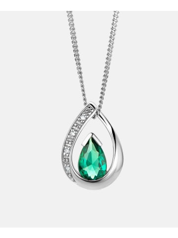 Diamant L'éternel Halskette mit Anhänger aus 585 Weißgold mit 0.3 Karat Diamant mit Smaragd in ...