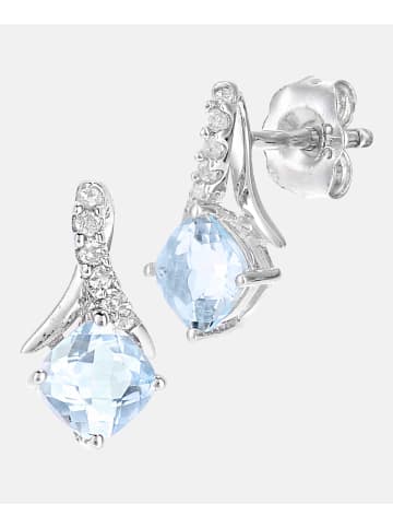 Diamant L'éternel Ohrstecker aus 375 Weißgold mit Diamant mit Topas