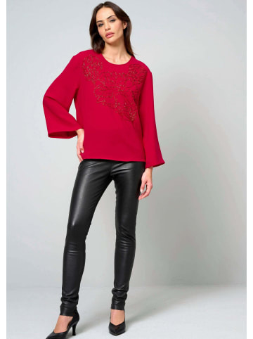 Alba Moda Bluse mit Perlenmotiv in rot