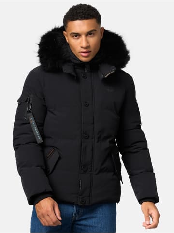 STONE HARBOUR Winterjacke Halvaar in Black mit schwarzem Fell