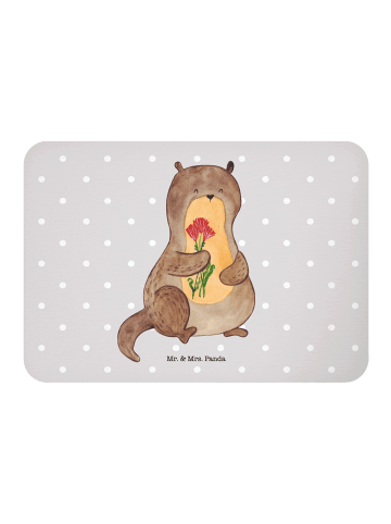 Mr. & Mrs. Panda Magnet Otter Blumenstrauß ohne Spruch in Grau Pastell