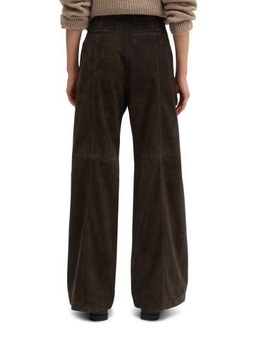 Marc O'Polo Lederhose wide in Burnt Coffee