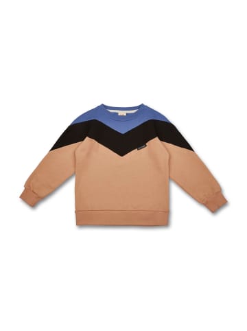 MANITOBER Cut & Sew Sweatshirt in Blue/Black/Beige