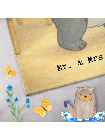 Mr. & Mrs. Panda Handtuch Panda Tischtennis Design ohne Spruch in Weiß