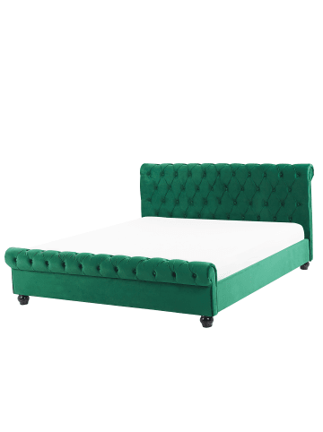 Beliani Doppelbett AVALLON in Grün/Braun - (W) 172 x (H) 94 x (L) 233 cm
