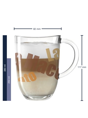 LEONARDO 2 Latte Macchiato Tassen NAPOLI 380ml 3 farbig + 2 Löffel