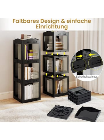 COSTWAY 360° drehbares Bücherregal in Schwarz