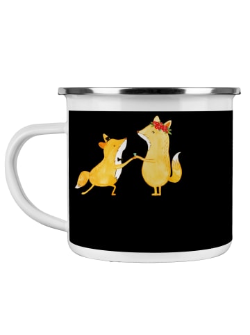 Mr. & Mrs. Panda Becher Verlobung Glück mit Spruch in Schwarz