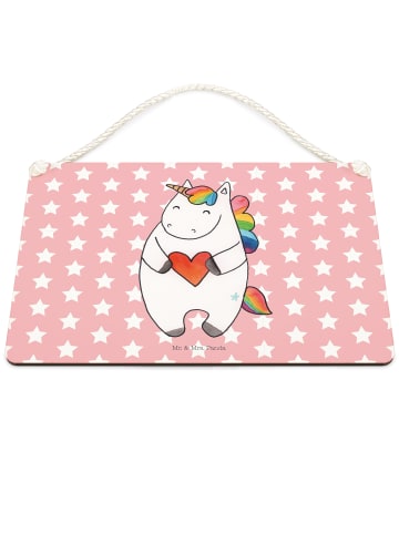 Mr. & Mrs. Panda Deko Schild Einhorn Herz ohne Spruch in Rot Pastell
