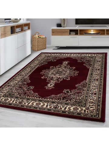 KADIMA DESIGN Teppich Orient Kurzflor Medaillon Polypropylen Wohnzimmer in Rot
