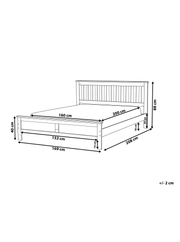 Beliani Doppelbett MAYENNE in Weiß - (W) 169 x (H) 88 x (L) 208 cm