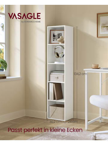 VASAGLE Bücherregal Custos in Wolkenweiß - (B)30.2 x (H)134.2 x (T)24 cm