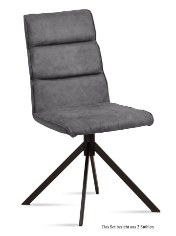 58 aufm Kessel ESSZIMMERSTUHL (2er-Set) Drusy 47x92x60 Schwarz/Grau