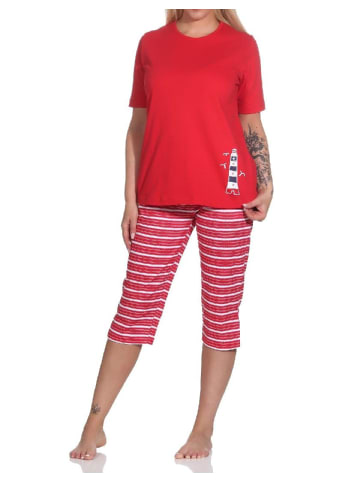 NORMANN kurzarm Capri Schlafanzug Leuchtturm - 78910 in rot