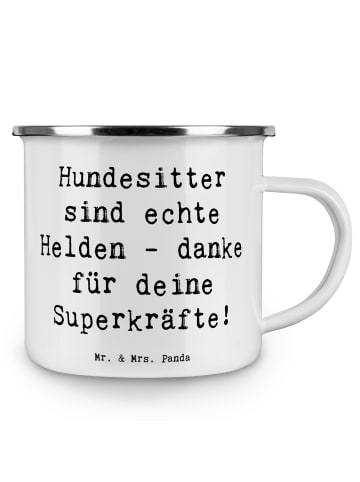 Mr. & Mrs. Panda Camping Emaille Tasse Spruch Hundesitter Helden... in Weiß