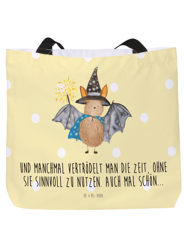 Mr. & Mrs. Panda Tasche Fledermaus Zauberer mit Spruch in Gelb Pastell