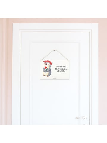 Mr. & Mrs. Panda Schild Jungfrau Astrologie mit Spruch in Weiß