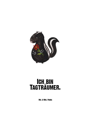 Mr. & Mrs. Panda Sportflasche Stinktier Blume mit Spruch in Weiß