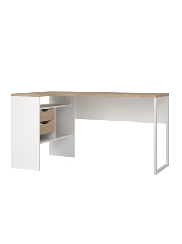 ebuy24 Schreibtisch FunctionPlus Nussbaum, Weiß 145 x 81 cm